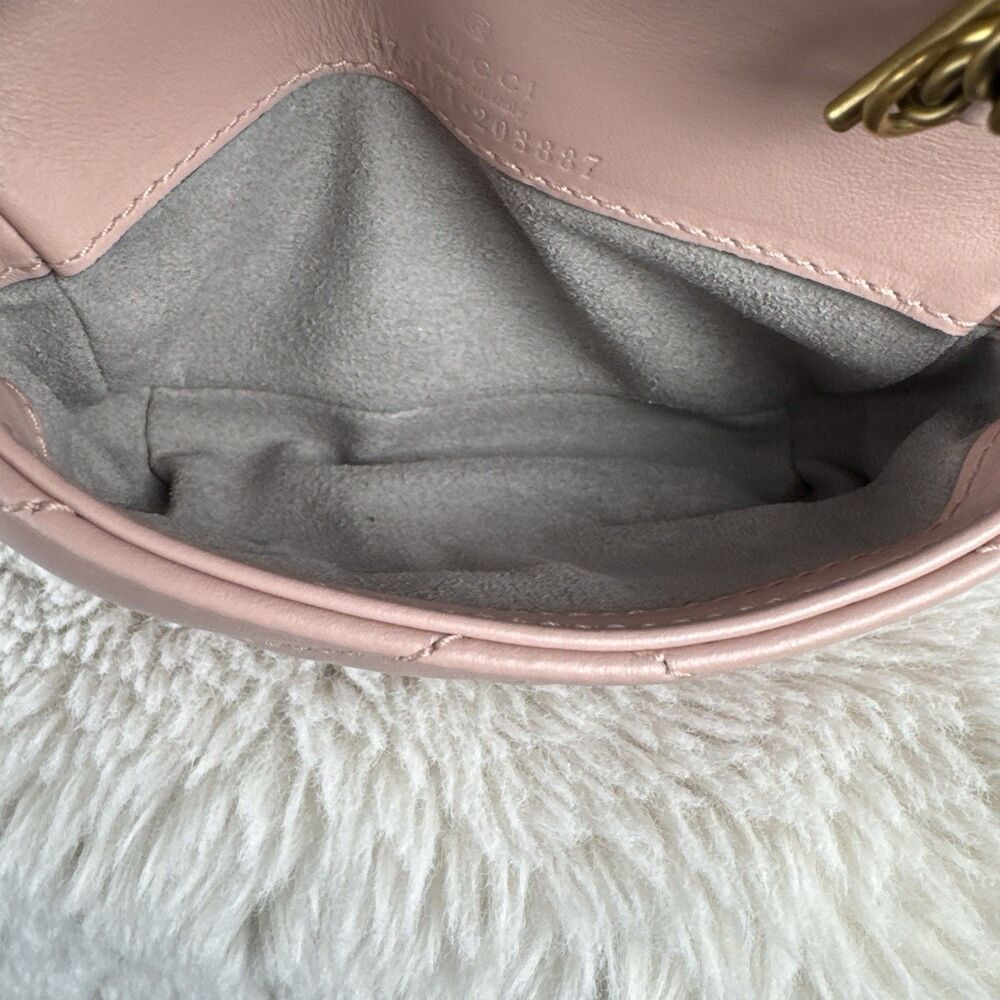 Gucci GG Marmont Super Mini Bag Wristlet Dusty Pink Matelasse Leather - Picture 7 of 16